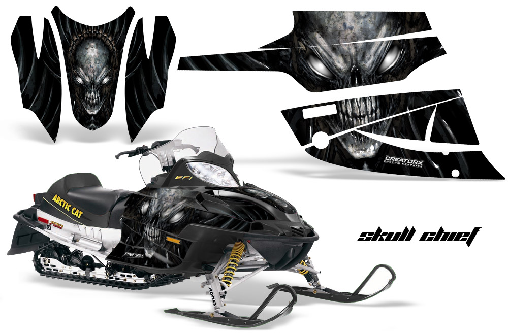 Arctic Cat Firecat Graphics Kit Skull Chief Silver Black